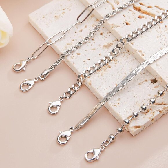 Sterling Silver Anklet Bracelets for Women Waterproof, 925 Sliver Plated CZ & He - Picture 7 of 7